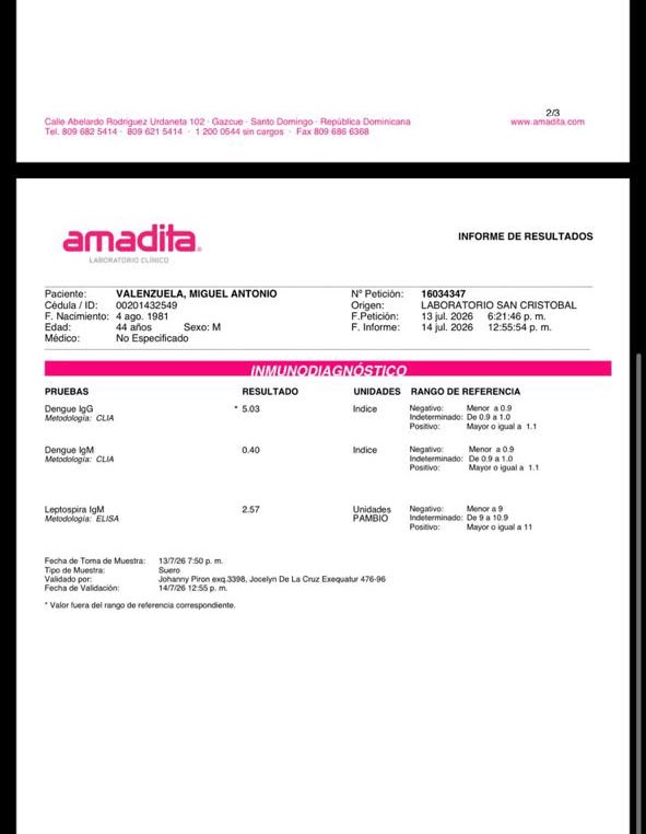 Laboratorio Amadita confirma que Miguelito dio negativo a leptospirosis antes de morir; familiares contradicen a la Fiscalía Laboratorio Amadita confirma que Miguelito dio negativo a leptospirosis antes de morir; familiares contradicen a la Fiscalía